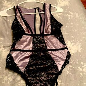 Teddy Lingerie , black, silver, and lavender